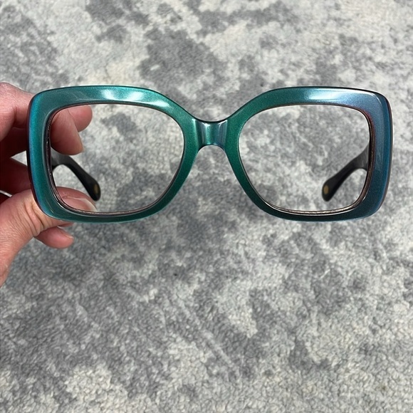 Chanel Acetate Quilted CC Glasses Frames Amber Brown Color Change Green Rim - Picture 5 of 12